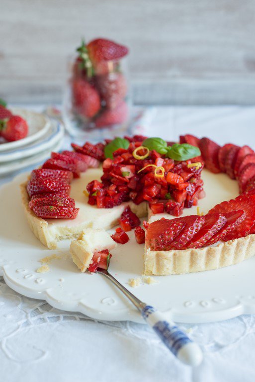 Tarte aux fraises, citron & basilique (Erdbeertarte mit Zitrone und Basilikum) Erdbeertarte-mit-Zitronen-erfrischen