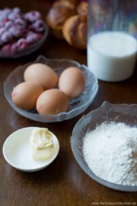Armer-Ritter-Kuchen mit Brioche und Himbeeren (Gateau de Pain perdu à la brioche et aux framboises) Pain Perdu Brioche Schritt 3 Zutaten Für Armer Ritter