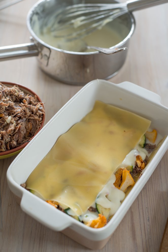 Lasagne mit Enten-Confit & Pfifferlingen und das Basis-Rezept für Bechamel Sauce (FAQ) DSC_6901 Kopie