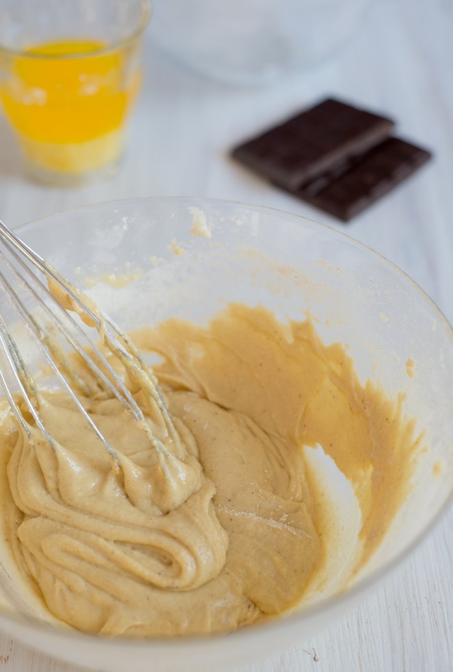 Glutenfreier Kastanienkuchen mit Schoko & Birnen Kastanienmehl Kuchen Schritt 5 Teig Rühren Mit Schneebesen