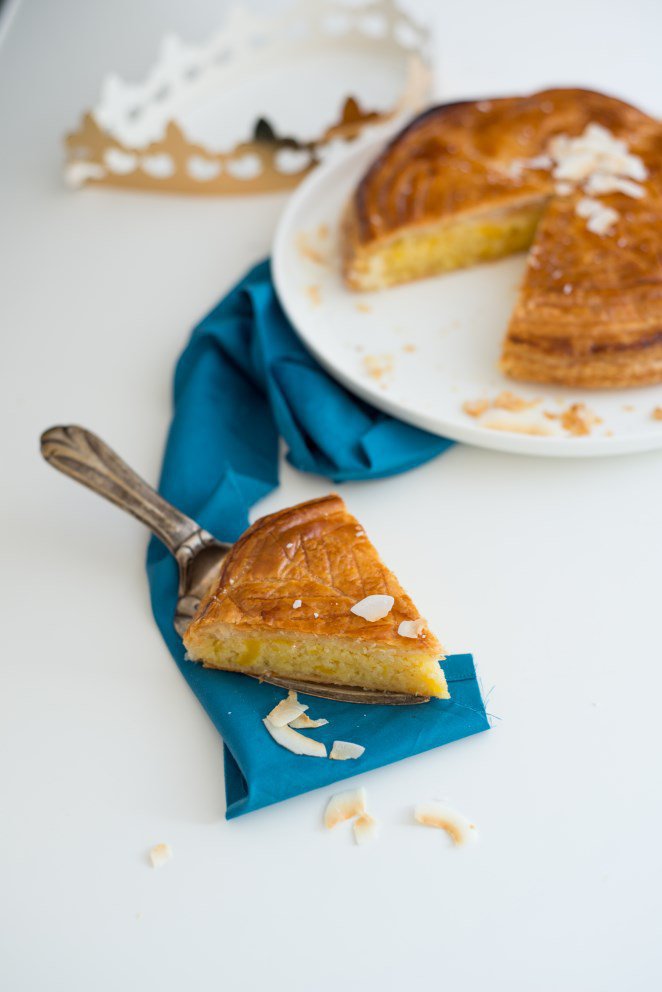 Exotische Galette des rois mit Mango und Kokos Dreikönigskuchen-mit-Mango