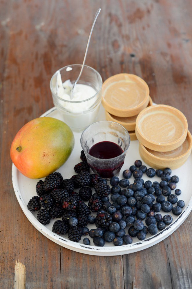 Tartelettes mit Cassis, Mango und Beeren Zutaten-für-Cassis-Mango-Tartelette