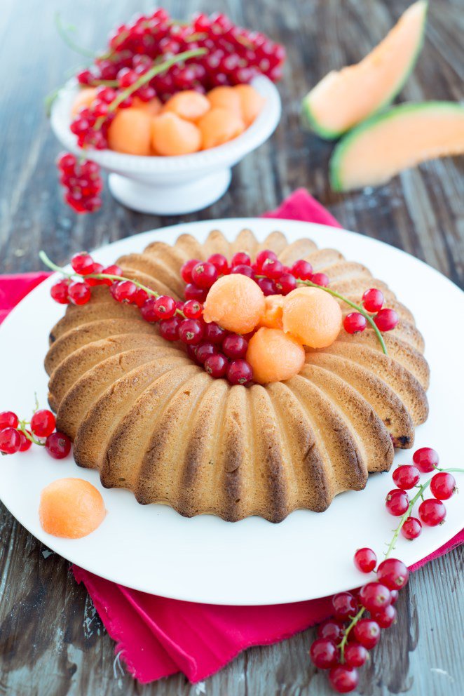 Kuchen mit Johannisbeeren &amp; Cavaillon-Melone ( Gâteau aux groseilles et ...