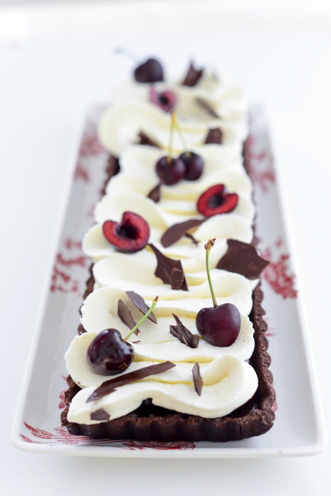  Kirsch Tarte Mit Schokolade Und Sahne
