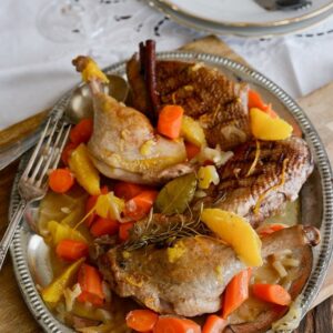 Gebratene Ente mit Champagner und Orangen