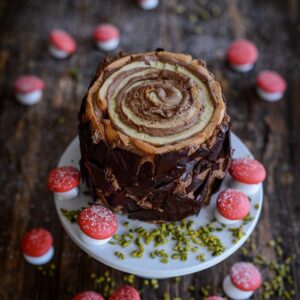 Schoko-Holzstamm für Weihnachten ( Bûche de Noel debout )