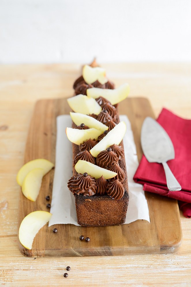 Apfel - Schokoladen - Kuchen Gateau-pommes-chocolat