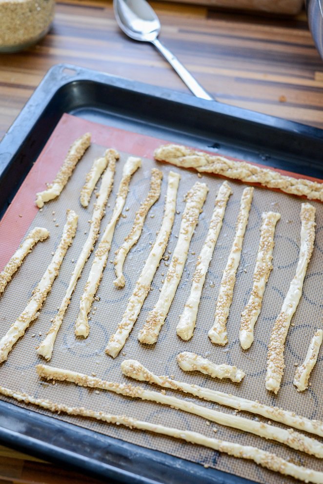  Knusprige Brot Stangen Schritt 5 Breadsticks Auf Backblech Roh