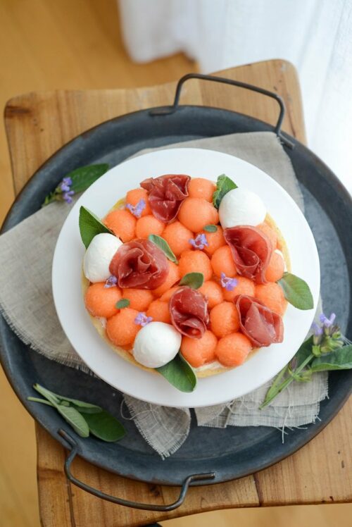 Herzhafte Tarte mit Melone und Schinken (Tarte salée melon jambon) Rezept