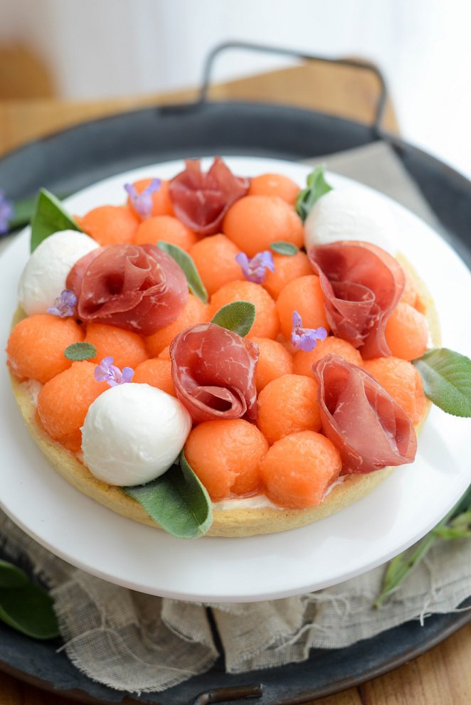 Herzhafte Tarte mit Melone und Schinken (Tarte salée melon jambon) Rezept