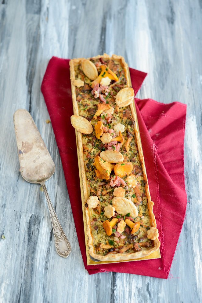 Quiche mit Pfifferlingen, Speck und Petersilie Quiche Mit Pfifferlingen 2