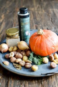 Gerösteter Kürbis mit Kastanien und Ziegenkäse DSC_4372 200x300