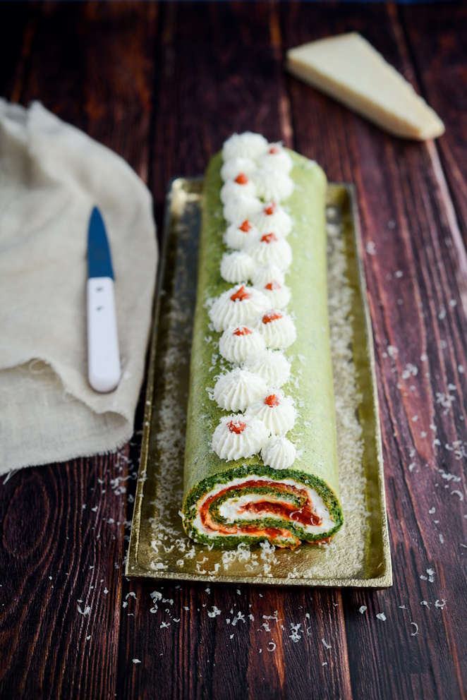 Bûche de Noël mit Gemüse vegetarische-buche-de-noel