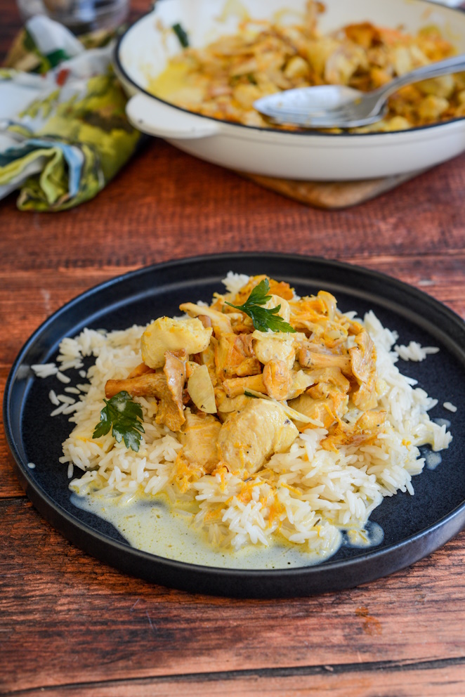  Hähnchenbrust Mit Calvados Sauce Und Pfifferlingen 1