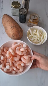 Süßkartoffel-Garnelen-Curry Süsskartoffel Und Garnele Curry Zutaten 169x300