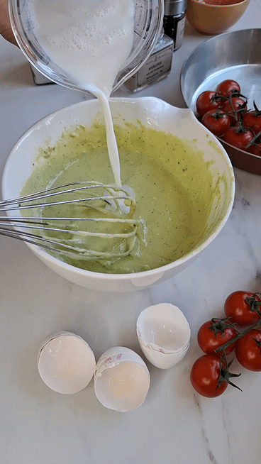 Tomaten Clafoutis Herzhaftes Clafoutis Schritt 22 Milch In Teig Eingiessen