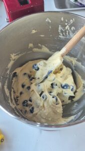 Zitronen-Blaubeer-Kuchen, super saftig & einfach Saftiger Blaubeerkuchen Schritt 18 Blaubeer Zitronenteig In Schüssel 169x300