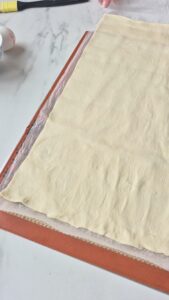 Steinpilze im Blätterteig, festliche Vorspeise Steinpilze im Blätterteig, festliche Vorspeise Blätterteig Vorspeise Schritt 3 Blätterteig Auf Backblech Ausgerollt