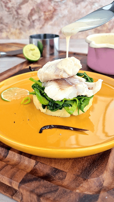Zarter Fisch mit Vanille und Limette Fisch Pochiert Vanille